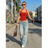 imageTrendy Queen Womens Halter Tank Tops  Square Neck Sleeveless Going Out amp Vacation TopsRed