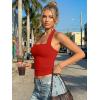 imageTrendy Queen Womens Halter Tank Tops  Square Neck Sleeveless Going Out amp Vacation TopsRed