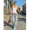 imageTrendy Queen Womens Halter Tank Tops  Square Neck Sleeveless Going Out amp Vacation TopsWhite