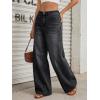 imageTrendy Queen Womens High Waisted Wide Leg Barrel Jeans Stretch Baggy Flare Denim PantsBlack