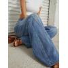 imageTrendy Queen Womens High Waisted Wide Leg Barrel Jeans Stretch Baggy Flare Denim PantsBlue