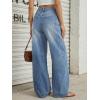 imageTrendy Queen Womens High Waisted Wide Leg Barrel Jeans Stretch Baggy Flare Denim PantsBlue