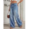 imageTrendy Queen Womens High Waisted Wide Leg Barrel Jeans Stretch Baggy Flare Denim PantsBlue