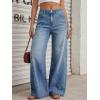 imageTrendy Queen Womens High Waisted Wide Leg Barrel Jeans Stretch Baggy Flare Denim PantsBlue