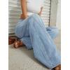 imageTrendy Queen Womens High Waisted Wide Leg Barrel Jeans Stretch Baggy Flare Denim PantsLight Blue