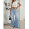 imageTrendy Queen Womens High Waisted Wide Leg Barrel Jeans Stretch Baggy Flare Denim PantsLight Blue