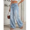 imageTrendy Queen Womens High Waisted Wide Leg Barrel Jeans Stretch Baggy Flare Denim PantsLight Blue
