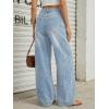 imageTrendy Queen Womens High Waisted Wide Leg Barrel Jeans Stretch Baggy Flare Denim PantsLight Blue