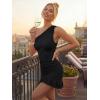 imageTrendy Queen Womens Mesh Off The Shoulder Dress Ruched Ruffle Hem Club Party Short DressesBlack