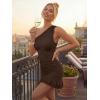imageTrendy Queen Womens Mesh Off The Shoulder Dress Ruched Ruffle Hem Club Party Short DressesBrown