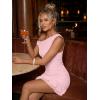 imageTrendy Queen Womens Mesh Off The Shoulder Dress Ruched Ruffle Hem Club Party Short DressesPink
