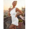imageTrendy Queen Womens Mesh Off The Shoulder Dress Ruched Ruffle Hem Club Party Short DressesWhite