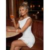 imageTrendy Queen Womens Mesh Off The Shoulder Dress Ruched Ruffle Hem Club Party Short DressesWhite