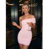 imageTrendy Queen Womens Off The Shoulder Mini Dresses Ruched Going Out Summer Bodycon Sexy Party Short Club Outfits 2026Pink