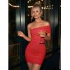 imageTrendy Queen Womens Off The Shoulder Mini Dresses Ruched Going Out Summer Bodycon Sexy Party Short Club Outfits 2026Red