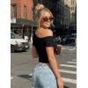 imageTrendy Queen Womens Off The Shoulder Short Sleeve Y2k Tops Going Out Crop TShirts 2026 Cute Summer ClothesBlack