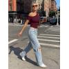 imageTrendy Queen Womens Off The Shoulder Short Sleeve Y2k Tops Going Out Crop TShirts 2026 Cute Summer ClothesBurgundy
