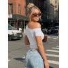 imageTrendy Queen Womens Off The Shoulder Short Sleeve Y2k Tops Going Out Crop TShirts 2026 Cute Summer ClothesOatmeal Grey