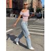 imageTrendy Queen Womens Off The Shoulder Short Sleeve Y2k Tops Going Out Crop TShirts 2026 Cute Summer ClothesPink