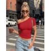 imageTrendy Queen Womens Off The Shoulder Short Sleeve Y2k Tops Going Out Crop TShirts 2026 Cute Summer ClothesRed