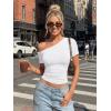 imageTrendy Queen Womens Off The Shoulder Short Sleeve Y2k Tops Going Out Crop TShirts 2026 Cute Summer ClothesWhite