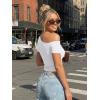 imageTrendy Queen Womens Off The Shoulder Short Sleeve Y2k Tops Going Out Crop TShirts 2026 Cute Summer ClothesWhite