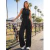 imageTrendy Queen Womens One Piece Jumpsuit  Sleeveless Mock Neck Palazzo Romper with Pockets Casual Summer OutfitsBlack