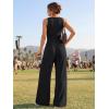 imageTrendy Queen Womens One Piece Jumpsuit  Sleeveless Mock Neck Palazzo Romper with Pockets Casual Summer OutfitsBlack