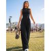 imageTrendy Queen Womens One Piece Jumpsuit  Sleeveless Mock Neck Palazzo Romper with Pockets Casual Summer OutfitsBlack