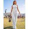 imageTrendy Queen Womens One Piece Jumpsuit  Sleeveless Mock Neck Palazzo Romper with Pockets Casual Summer OutfitsGrey