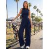 imageTrendy Queen Womens One Piece Jumpsuit  Sleeveless Mock Neck Palazzo Romper with Pockets Casual Summer OutfitsNavy