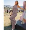 imageTrendy Queen Womens One Piece Jumpsuit  Sleeveless Mock Neck Palazzo Romper with Pockets Casual Summer OutfitsNutmeg