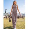 imageTrendy Queen Womens One Piece Jumpsuit  Sleeveless Mock Neck Palazzo Romper with Pockets Casual Summer OutfitsNutmeg