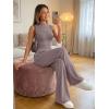 imageTrendy Queen Womens One Piece Jumpsuit  Sleeveless Mock Neck Palazzo Romper with Pockets Casual Summer OutfitsNutmeg