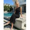 imageTrendy Queen Womens One Shoulder Maxi Bodycon Mesh Ruched Floral Beach Cocktail Wedding Guest Dress with Side SlitBlack