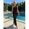 imageTrendy Queen Womens One Shoulder Maxi Bodycon Mesh Ruched Floral Beach Cocktail Wedding Guest Dress with Side SlitBlack