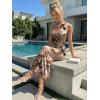 imageTrendy Queen Womens One Shoulder Maxi Bodycon Mesh Ruched Floral Beach Cocktail Wedding Guest Dress with Side SlitFloral Coffee
