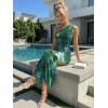 imageTrendy Queen Womens One Shoulder Maxi Bodycon Mesh Ruched Floral Beach Cocktail Wedding Guest Dress with Side SlitFloral Green