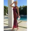 imageTrendy Queen Womens One Shoulder Maxi Bodycon Mesh Ruched Floral Beach Cocktail Wedding Guest Dress with Side SlitFloral Red