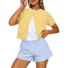 imageTrendy Queen Cropped Short Sleeve Cardigan Sweaters for Women Summer Lightweight Spring Outfits Y2k Fashion Clothes 2026Yellow