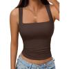 imageTrendy Queen Double Lined Square Neck Crop Top Women Teen Girls ButterySoft Sleeveless Basic Aesthetic Going Out Tank TopChocolate
