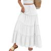 imageTrendy Queen Long Skirts for Women Slit Maxi Boho Skirt Summer Vacation Outfits ALine Dress with Pockets FashionWhite