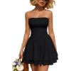imageTrendy Queen Mini Dresses for Women Short Tube Top Dress Summer Date Night Outfits 2026 Ruffle Rompers Going OutBlack