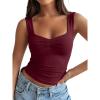imageTrendy Queen Sweetheart Neck Bustier Going Out Tops Double Lined Backless Crop Summer Tank TopBurgundy