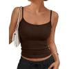 imageTrendy Queen Tank Tops Womens Camisole Sleeveless Square Neck Spaghetti Strap Adjustable Going Out Cami ShirtsCoffee