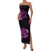 imageTrendy Queen Women Bodycon Dress Summer Beach Vacation Outfits Maxi Party Dresses 2026 Wedding Guest Strapless Tube ClothesPink Flower