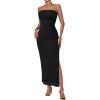 imageTrendy Queen Women Bodycon Dress Summer Beach Vacation Outfits Maxi Party Dresses 2026 Wedding Guest Strapless Tube ClothesSolid Black