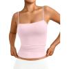 imageTrendy Queen Womens Double Lined Camisole Tank Tops  Adjustable Spaghetti Strap Sleeveless Top Basic Tank for LayeringBaby Pink