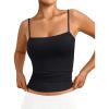 imageTrendy Queen Womens Double Lined Camisole Tank Tops  Adjustable Spaghetti Strap Sleeveless Top Basic Tank for LayeringBlack