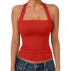 imageTrendy Queen Womens Halter Tank Tops  Square Neck Sleeveless Going Out amp Vacation TopsRed